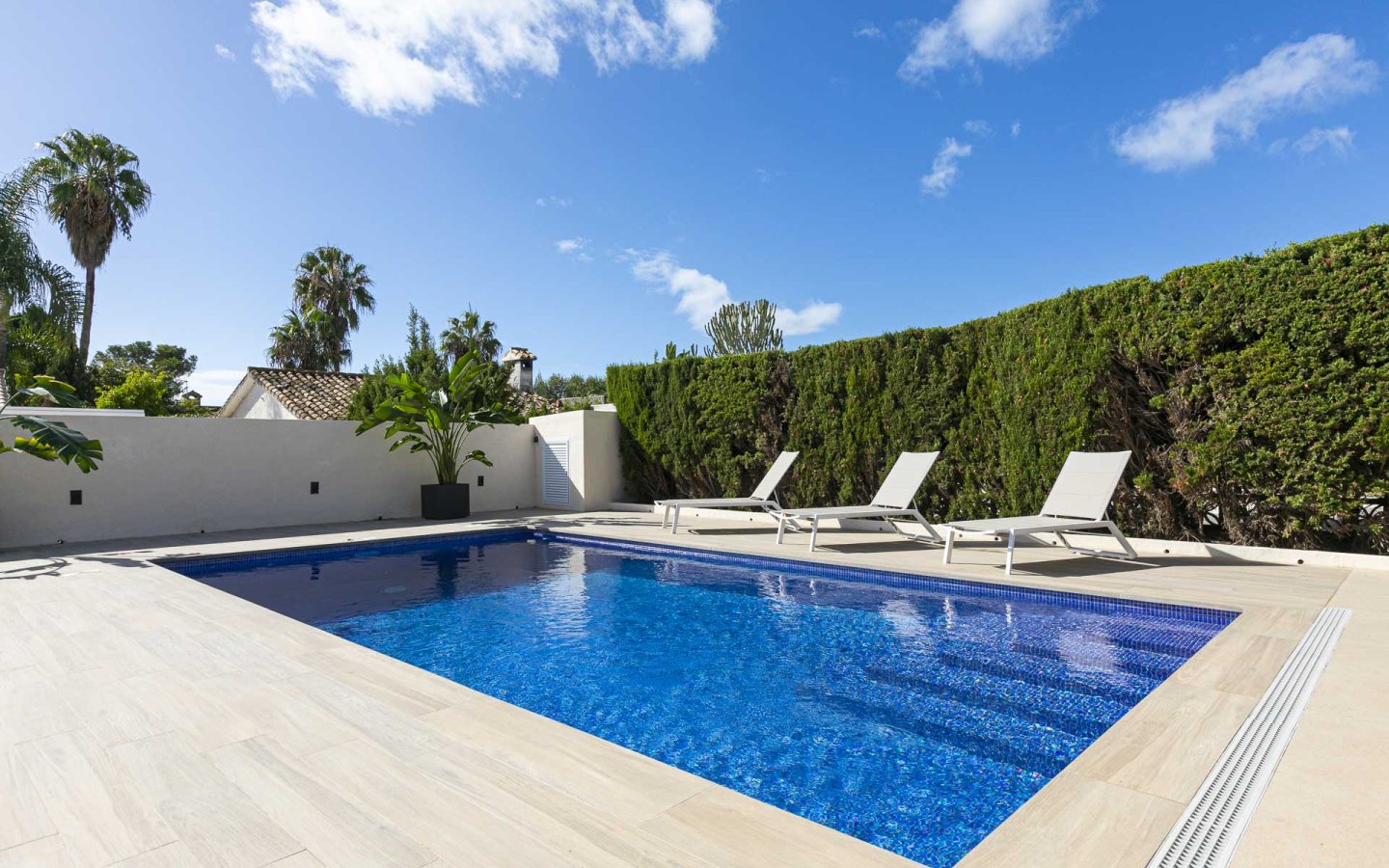 Lawn and pool
