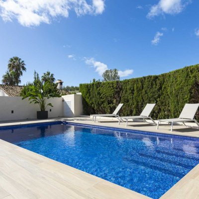 Lawn and pool